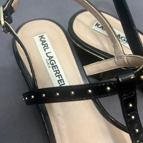 Karl Lagerfeld, Paris women’s block heels, strappy patent leather size 6M - Picture 9 of 16